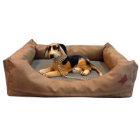 Šuns guolis, gultas, čiužinys, paklotas, iš neperšlampamo audinio. Dydis: L 80 cm / W 65 cm / H 25 cm. Vidutinis. Dvi rankenos šonuose.